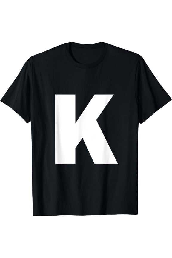t-shirt Letter K Capital Alphabet Monogram Initial T-Shirt mens,black,women,funny,journey,Crew Neck, Short Sleeve,custom clothing patterns.gift