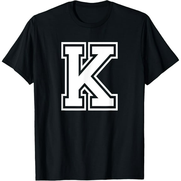 t-shirt Letter K Name Initial Varsity Alphabet Monogram T-Shirt mens，black，women，funny，journey，Crew Neck, Short Sleeve,custom clothing patterns.gift