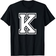 t-shirt Letter K Name Initial Varsity Alphabet Monogram T-Shirt mens black women funny journey Crew Neck, Short Sleeve,custom clothing patterns.gift