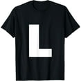 thumbnail image 1 of t-shirt Letter L Capital Alphabet Monogram Initial T-Shirt mens，black，women，funny，journey，Crew Neck, Short Sleeve,custom clothing patterns.gift, 1 of 4