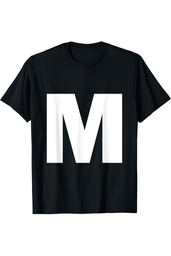 t-shirt Letter M Capital Alphabet Monogram Initial T-Shirt mens,black,women,funny,journey,Crew Neck, Short Sleeve,custom clothing patterns.gift