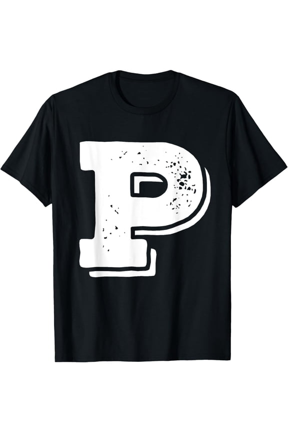 t-shirt Letter P Capital Alphabet College Varsity Monogram Club T-Shirt.
