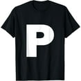 thumbnail image 1 of t-shirt Letter P Capital Alphabet Monogram Initial T-Shirt mens，black，women，funny，journey，Crew Neck, Short Sleeve,custom clothing patterns.gift, 1 of 4