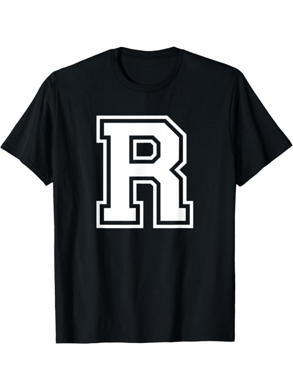 t-shirt Letter R Name Initial Varsity Alphabet Monogram T-Shirt mens,black,women,funny,journey,Crew Neck, Short Sleeve,custom clothing patterns.gift
