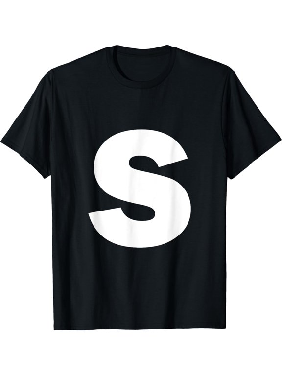 t-shirt Letter S Capital Alphabet Monogram Initial T-Shirt mens,black,women,funny,journey,Crew Neck, Short Sleeve,custom clothing patterns.gift