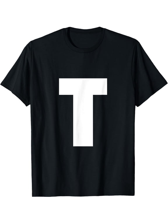 t-shirt Letter T Capital Alphabet Monogram Initial T-Shirt mens,black,women,funny,journey,Crew Neck, Short Sleeve,custom clothing patterns.gift