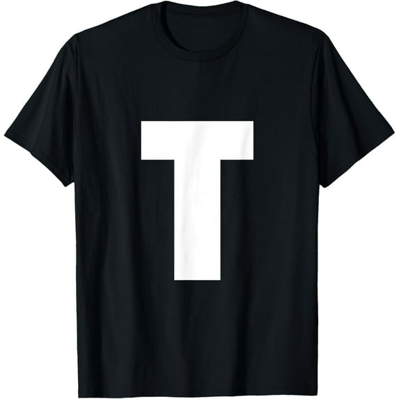 t-shirt Letter T Capital Alphabet Monogram Initial T-Shirt mens,black,women,funny,journey,Crew Neck, Short Sleeve,custom clothing patterns.gift