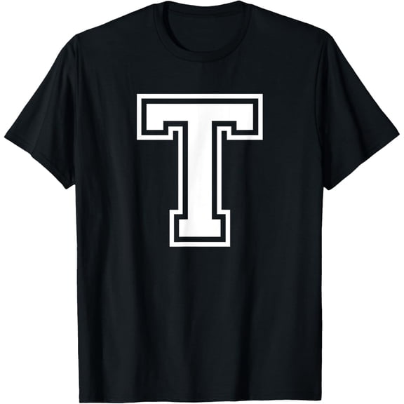 t-shirt Letter T Name Initial Varsity Alphabet Monogram T-Shirt mens，black，women，funny，journey，Crew Neck, Short Sleeve,custom clothing patterns.gift