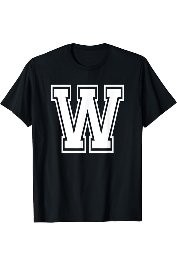 t-shirt Letter W Name Initial Varsity Alphabet Monogram T-Shirt mens,black,women,funny,journey,Crew Neck, Short Sleeve,custom clothing patterns.gift