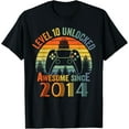 thumbnail image 1 of t-shirt Level 10 Unlocked Video Gamer 10 Years Old 10 Birthday Gifts T-Shirt mens，black，women，funny，journey，Crew Neck, Short Sleeve,printing, 1 of 4