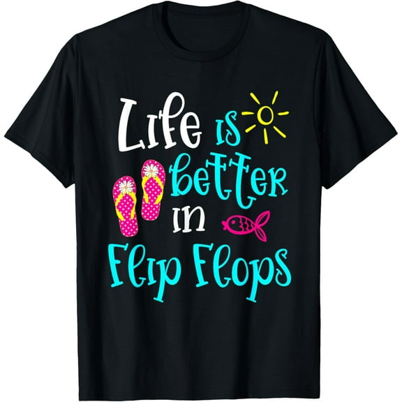 t-shirt Life Is Better In Flip Flops Cute Women Beach Vacation Group T-Shirt.