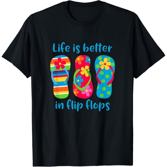 t-shirt Life Is Better In Flip Flops T-Shirt mens，black，women，funny，journey，Crew Neck, Short Sleeve,custom clothing patterns.gift
