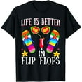 thumbnail image 1 of t-shirt Life Is Better In Flipflops Summer Flip Flops Beach Design T-Shirt mens t shirt，black，women，funny，misfits，men，journey, 1 of 4
