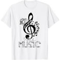 thumbnail image 1 of Life Is Better With Music Notes Musical Sheet Musician Music T-ShirtMen and women, White T-shirt, size: Extra large, 1 of 4