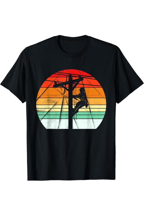 t-shirt Lineman Retro style Electrician Support your Local Pole T-Shirt mens,black,women,funny,journey,Crew Neck, Short Sleeve,custom clothing patterns.gift