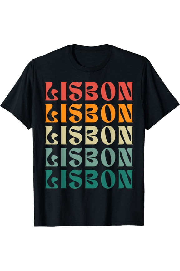 t-shirt Lisbon Portugal Travel Vintage Cool Aestethic Retro Sunset T-Shirt.