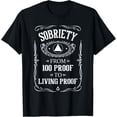 thumbnail image 1 of t-shirt Living Proof - Sobriety Anniversary Sober AA NA Recovery T-Shirt mens，black，women，funny，journey，Crew Neck, Short Sleeve,custom clothing patterns.gift, 1 of 4