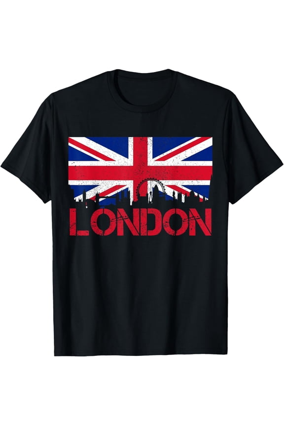 t-shirt London Skyline UK United Kingdom Union Jack England Souvenir T-Shirt mens,black,women,funny,journey,Crew Neck, Short Sleeve,printing
