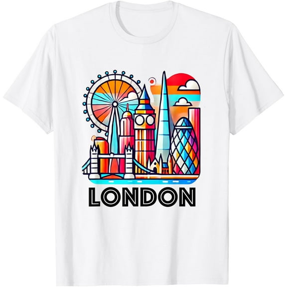 t-shirt London Souvenir England British Uk Travel Vacation Men Women T-Shirt mens, woman, white，funny，journey，Crew Neck, Short Sleeve,printing