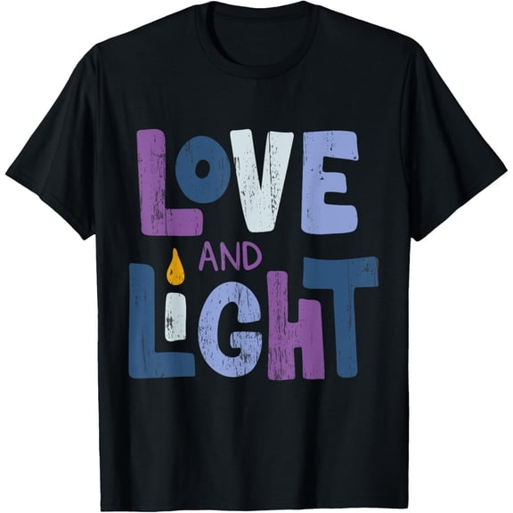 t-shirt Love And Light | Hanukkah T-Shirt mens，black，women，funny，journey，Crew Neck, Short Sleeve,custom clothing patterns.gift