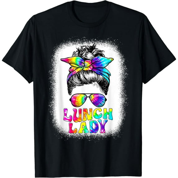 t-shirt Lunch Lady Messy Bun Retro Lunch Ladies Squad Cafeteria Crew T-Shirt mens t shirt,black,women,funny,misfits,men,journey
