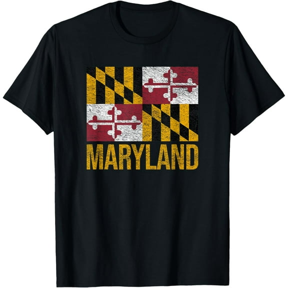 MARYLAND STATE FLAG ANNAPOLIS BALTIMORE CHESAPEAKE BAY T-ShirtMen and women, Black T-shirt, size: Extra large