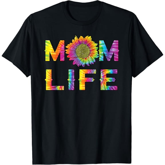 t-shirt MOM LIFE Shirt Sunflower Tie Dye Hippie Mommy Mothers Day T-Shirt.