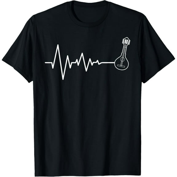 t-shirt Mandolin T-Shirt Heartbeat Graphic Gift For Mando Lover T-Shirt mens t shirt，black，women，funny，misfits，men，journey