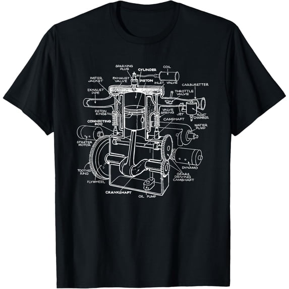 t-shirt Mechanics Car Engine Pieces Cars Lovers - Muscle Cars T-Shirt.