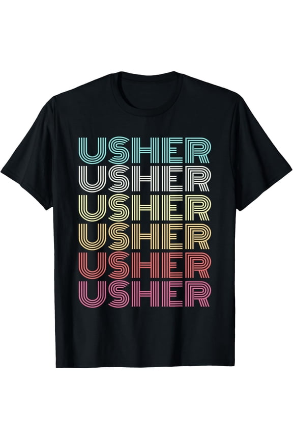 t-shirt Men Personalized Name Usher Retro First Name 80s T-Shirt.