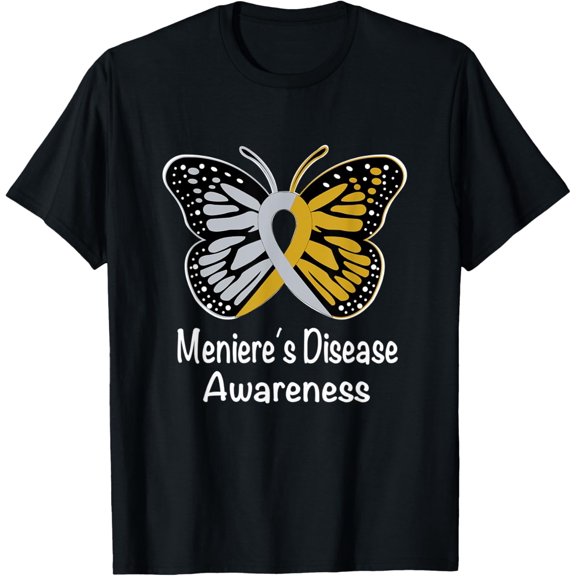t-shirt Meniere’s Disease Awareness Warrior Silver & Yellow Ribbon T-Shirt.