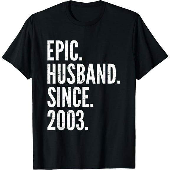 t-shirt Mens Funny 18th Wedding Anniversary Epic Husband Since 2003 Gift T-ShirtMen and women can wear, black T-shirts, gifts. Age: M,L，XL 2XL, 3XL, 4XL
