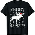 thumbnail image 1 of t-shirt Merry Moosemas Shirt Funny Christmas Moose TShirt mens，black，women，funny，journey，Crew Neck, Short Sleeve,custom clothing patterns.gift, 1 of 4