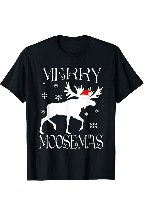 t-shirt Merry Moosemas Shirt Funny Christmas Moose TShirt mens,black,women,funny,journey,Crew Neck, Short Sleeve,custom clothing patterns.gift