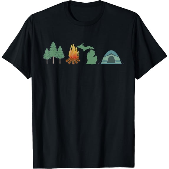 t-shirt Michigan Camping, Canoeing, and Hiking, Nature T-Shirt T-Shirt mens,black,women,funny,men,journey,Crew Neck, Short Sleeve,printing