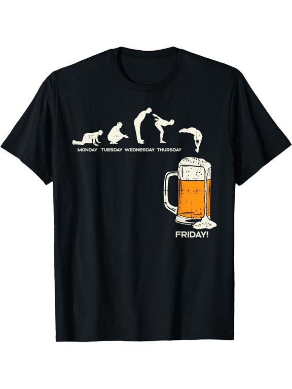 t-shirt Monday To Friday Beer Funny Work Week Drinking Team Gift T-Shirt mens,black,women,funny,journey,Crew Neck, Short Sleeve,printing