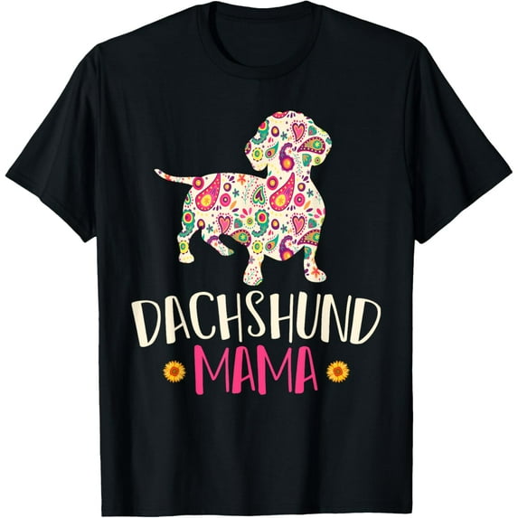 t-shirt Mothers Day Gift Wiener Mom Weenie Dog Vintage Dachshund T-Shirt mens,black,women,funny,men,journey,Crew Neck, Short Sleeve,printing