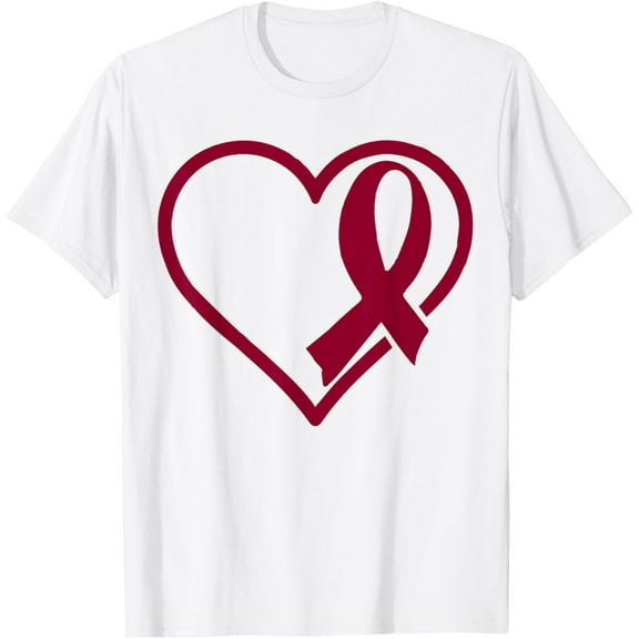 t-shirt Multiple Myeloma Awareness Shirts Burgundy Graffiti Ribbon mens, woman, white，funny，journey，Crew Neck, Short Sleeve,custom clothing patterns.gift