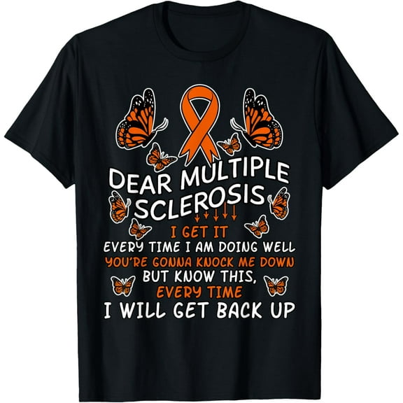 t-shirt Multiple Sclerosis Butterfly Ribbon World MS Day T-Shirt mens，black，women，funny，journey，Crew Neck, Short Sleeve,custom clothing patterns.gift