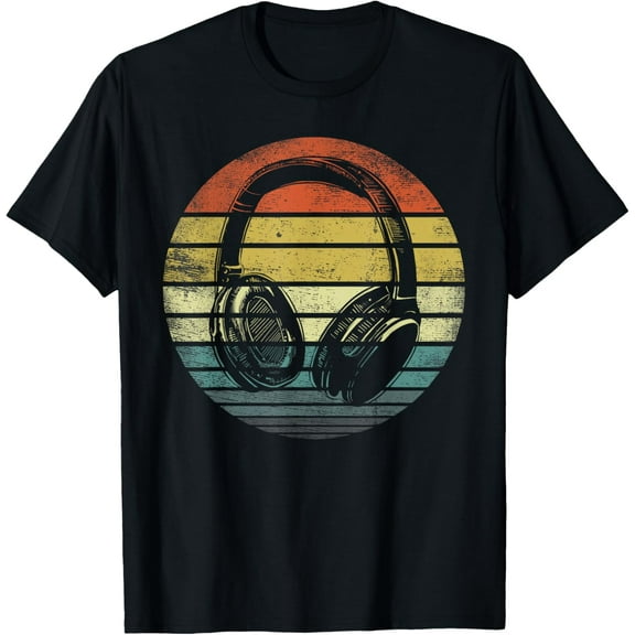t-shirt Music Lover Producer DJ Gifts Funny Retro Headphones T-Shirt.