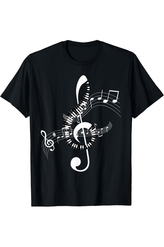 t-shirt Music Notes Music Music Clef T-Shirt mens,black,women,funny,journey,Crew Neck, Short Sleeve,custom clothing patterns.gift