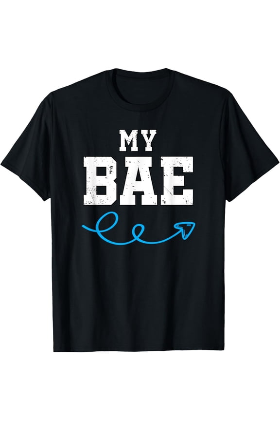 t-shirt My Bae & My Boo Valentine Shirt Funny Matching Couple T-Shirt mens,black,women,funny,journey,Crew Neck, Short Sleeve,printing