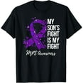 thumbnail image 1 of t-shirt My Son’s Fight Is My Fight MPS Awareness T-Shirt mens，black，women，funny，journey，Crew Neck, Short Sleeve,custom clothing patterns.gift, 1 of 4