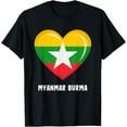 thumbnail image 1 of t-shirt Myanmar Burma Flag Shirt Burmese T-Shirt mens，black，women，funny，journey，Crew Neck, Short Sleeve,custom clothing patterns.gift, 1 of 4