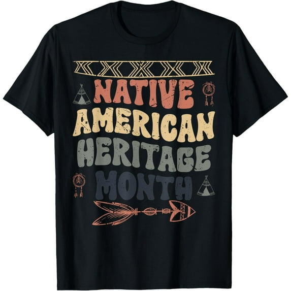 National Native American Heritage Month Indigenous Kids 2024 T-ShirtMen and women, Black T-shirt, size: Extra large