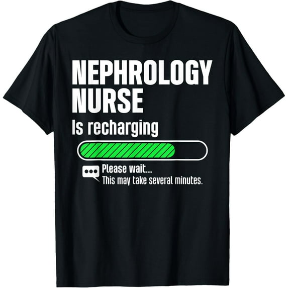 t-shirt Nephrology Nurse Recharging Dialysis Nursing RN T-Shirt mens,black,women,funny,journey,Crew Neck, Short Sleeve,custom clothing patterns.gift