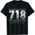 thumbnail image 1 of t-shirt New York City 718 Area Code Skyline Queens NY NYC Vintage T-Shirt mens t shirt，black，women，funny，misfits，men，journey, 1 of 4