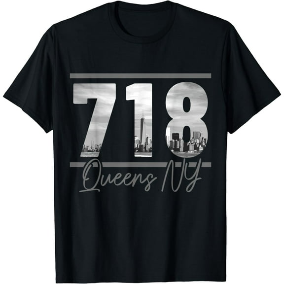 t-shirt New York City 718 Area Code Skyline Queens NY NYC Vintage T-Shirt mens t shirt,black,women,funny,misfits,men,journey