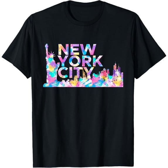 t-shirt New York City Retro Manhattan NYC Watercolor Skyline NY City T-Shirt.
