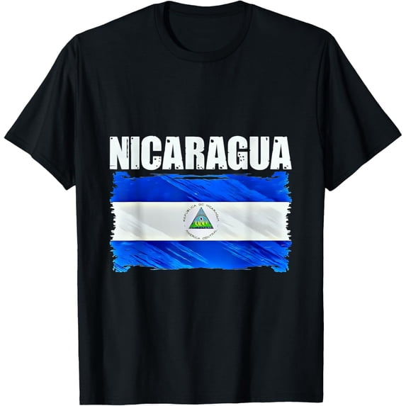 t-shirt Nicaragua Flag Emblem T-Shirt mens,black,women,funny,journey,Crew Neck, Short Sleeve,printing
